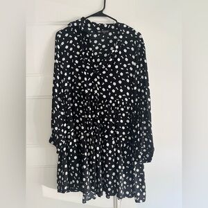 Zara Black and White Floral Loose Dress size M